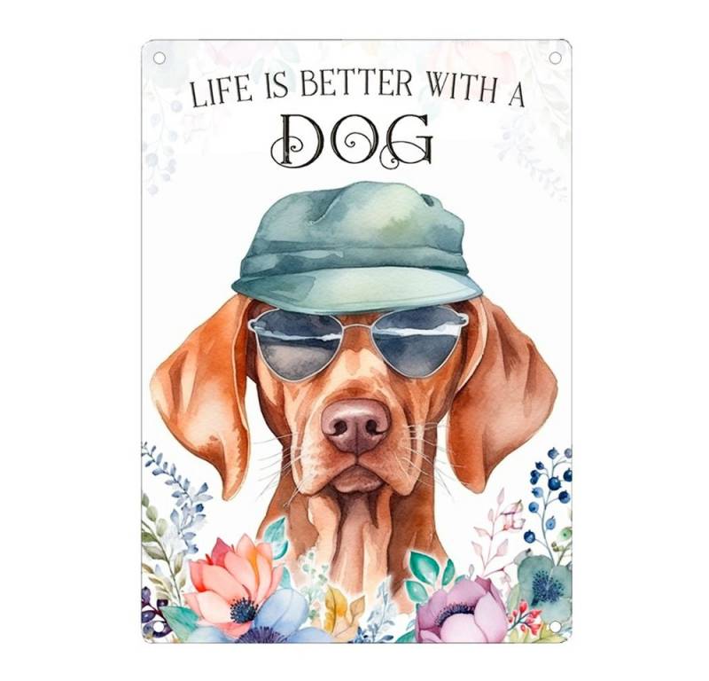 Cadouri Metallschild Hundeschild VIZSLA - Dekoschild mit Hunderasse, Geschenk, (1 St., Wandschild mit vier vorgebohrten Löchern), UV-beständig, 28,5 x 20 cm, abgerundete Ecken, für Hundebesitzer von Cadouri