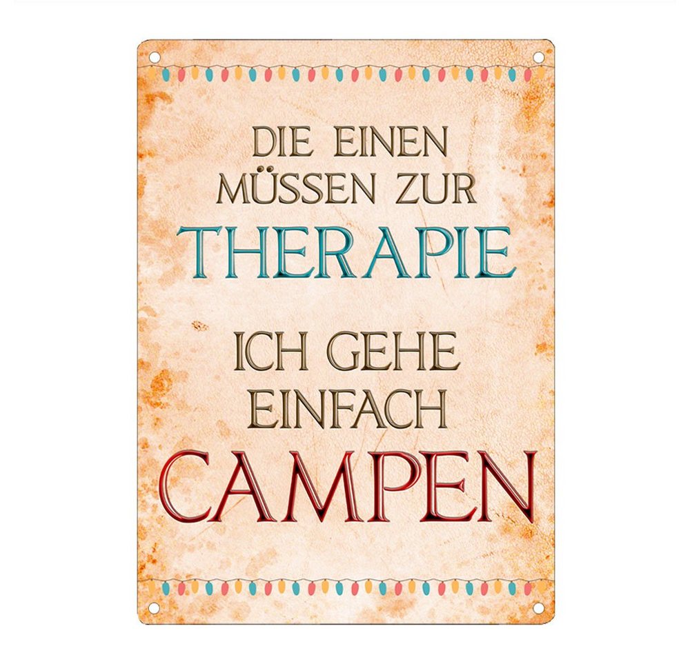 Cadouri Metallschild ICH GEHE CAMPEN - Camping-Dekoschild mit Spruch, Campingzubehör, (1 St., Wandschild mit vier vorgebohrten Löchern), UV-beständig, 28,5 x 20 cm, abgerundete Ecken, Geschenk für Camper von Cadouri