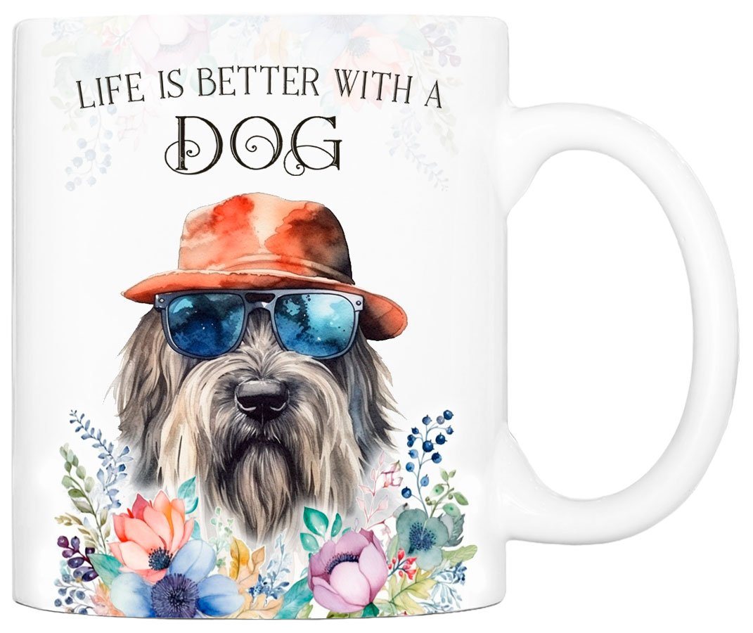 Cadouri Tasse BRIARD - Kaffeetasse für Hundefreunde, Keramik, mit Hunderasse, beidseitig bedruckt, handgefertigt, Geschenk, 330 ml von Cadouri