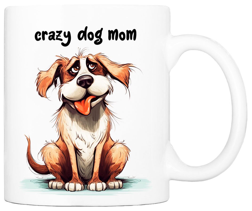 Cadouri Tasse CRAZY DOG MOM Kaffeetasse mit Spruch - Geschenk für Hundefreunde, Keramik, mit Hundespruch, beidseitig bedruckt, handgefertigt, Geschenk, 330 ml Cadouri Tasse CRAZY DOG MOM Kaffeetasse mit Spruch - Geschenk für Hundefreunde, Keramik, mit Hundespruch, beidseitig bedruckt, handgefertigt, Geschenk, 330 ml von Cadouri