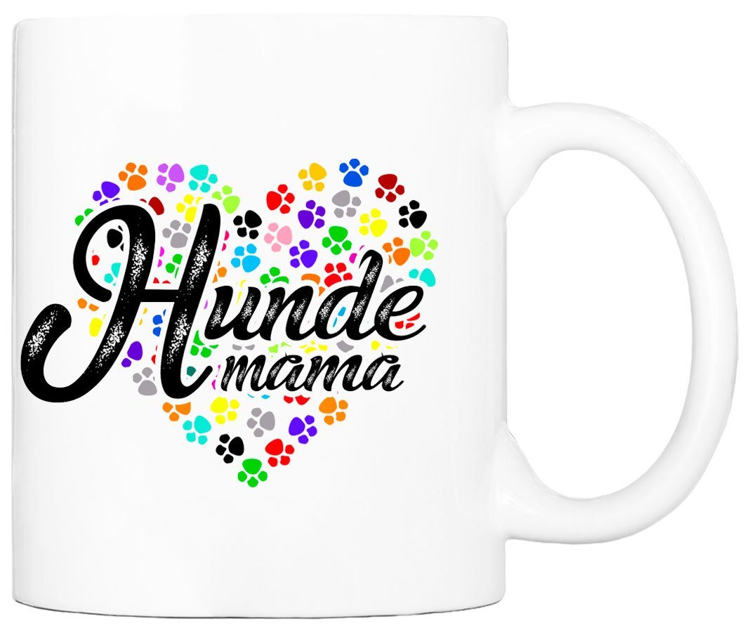 Cadouri Tasse HUNDEMAMA Tasse mit Spruch - Kaffeetasse für Hundefreunde, Keramik, mit Hundemotiv, beidseitig bedruckt, handgefertigt, Geschenk, 330 ml von Cadouri