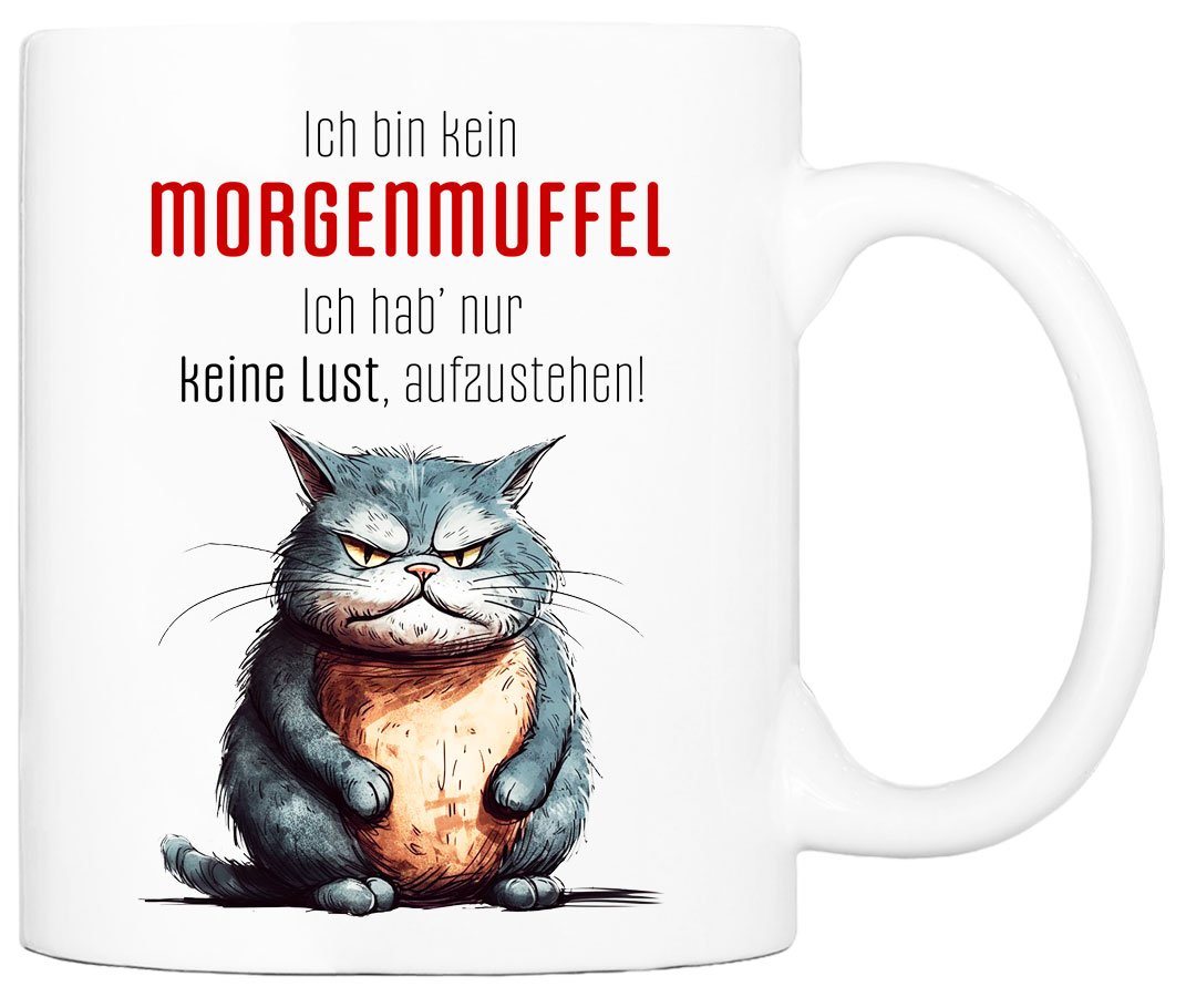 Cadouri Tasse ICH BIN KEIN MORGENMUFFEL Bürotasse, Kaffeetasse mit Spruch - Geschenk, Keramik, humorvolle Tasse, beidseitig bedruckt, handgefertigt, 330 ml von Cadouri