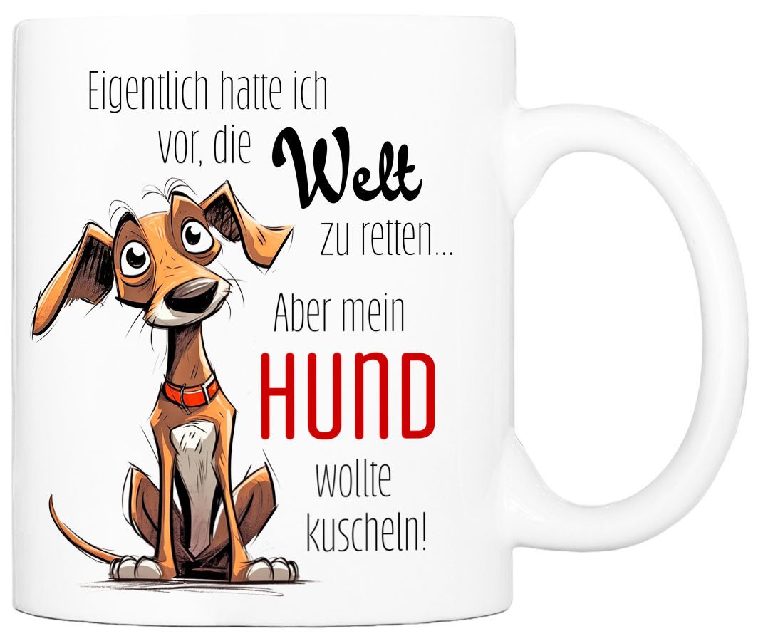 Cadouri Tasse WELT RETTEN Kaffeetasse mit Spruch - für Hundefreunde, Keramik, mit Hundespruch, beidseitig bedruckt, handgefertigt, Geschenk, 330 ml Cadouri Tasse WELT RETTEN Kaffeetasse mit Spruch - für Hundefreunde, Keramik, mit Hundespruch, beidseitig bedruckt, handgefertigt, Geschenk, 330 ml von Cadouri