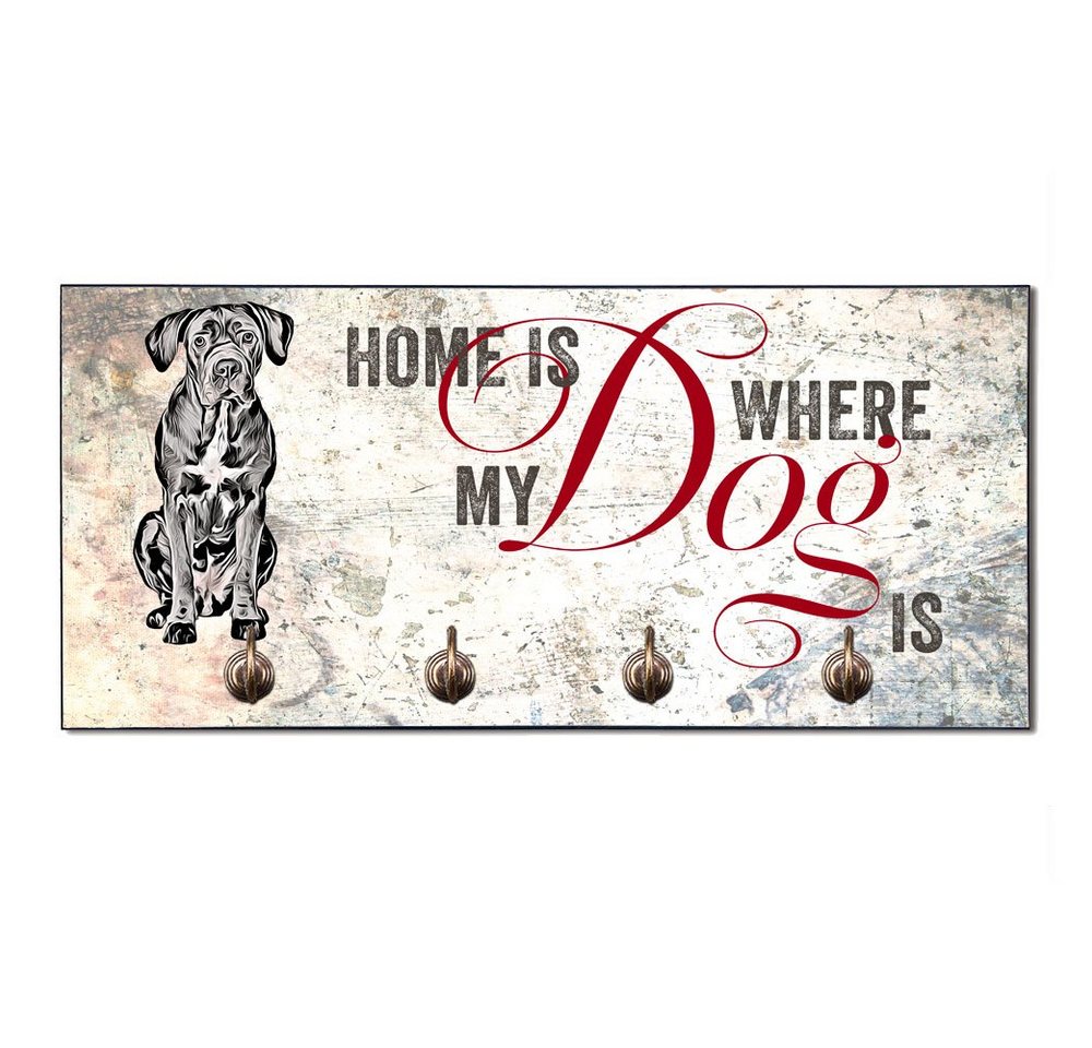 Cadouri Wandgarderobe CANE CORSO Design-Hundegarderobe für Hundezubehör (Hundegarderobe mit 4 Haken), MDF, mit abgeschrägten Ecken, handgefertigt, für Hundebesitzer von Cadouri