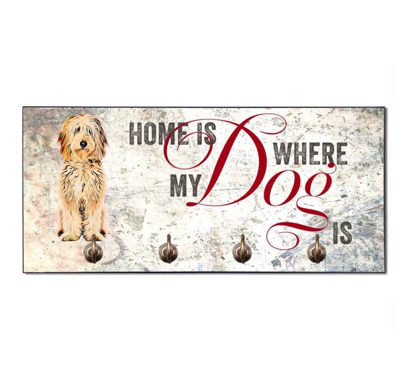 Cadouri Wandgarderobe DOODLE Design-Hundegarderobe für Hundezubehör (Garderobe mit 4 Haken), MDF, mit abgeschrägten Ecken, handgefertigt, für Hundebesitzer von Cadouri