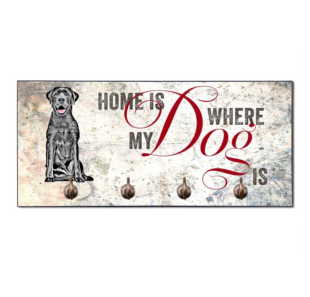 Cadouri Wandgarderobe LABRADOR Design-Hundegarderobe für Hundezubehör (Garderobe mit 4 Haken), MDF, mit abgeschrägten Ecken, handgefertigt, für Hundebesitzer von Cadouri