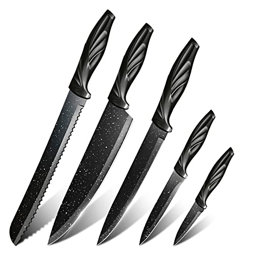 Cadrim Kochmesser, Messer Set 5 teilige, Küchenmesser Set mit Edelstahlklinge aus Edelstahl, Scharfes, Rutschfester, Küche, Obst, Gemüse, Fleisch, hochwertiges Profi Set von Cadrim