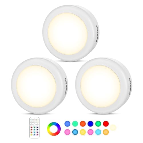 Cadrim RGB Schrankleuchten LED mit 2 Fernbedienung 3er Pack Schranklichter Kabinett Beleuchtung Unterbauleuchte Dimmbar 13 Farben für Schlafzimmer, Kleiderschrank, Kabinett von Cadrim