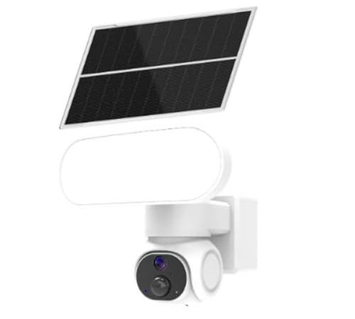 Solar Überwachungskamera, 360° Schwenk, KI-Tracking, 2K-Qualität, Kabellos, Floodlight Camera, 360° Schwenk Neigefunkt von Cadrim