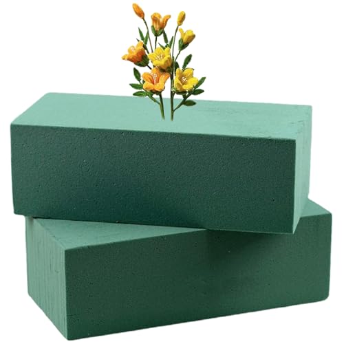Caelura 2 Stück Blumensteckschaum Rechteckig 23 x 10.5 x 7 cm, Steckschwamm für Blumengestecke, Steckmasse für Kunstblumen, Grüner Blumen Schaumstoff Block von Caelura
