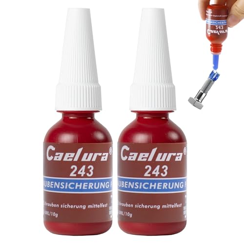 Caelura Schraubensicherung mittelfest 243, Schraubenkleber für Muttern, Schraubensicherungslack, Gewindedichtung, Schraubensicherungsmittel für Verhindern von Lockern, Siegel, Antikorrosion 2x10ml Caelura Schraubensicherung mittelfest 243, Schraubenkleber für Muttern, Schraubensicherungslack, Gewindedichtung, Schraubensicherungsmittel für Verhindern von Lockern, Siegel, Antikorrosion 2x10ml von Caelura