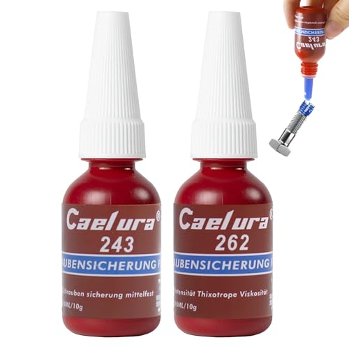 Caelura Schraubensicherung mittelfest 243 & 262, Schraubenkleber für Muttern, Schraubensicherungslack, Gewindedichtung, Schraubensicherungsmittel für Verhindern von Lockern, Siegel, Antikorrosion 10ml von Caelura