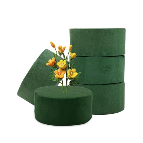 Caelura 5 Stück Blumensteckschaum Runde 8 x 4 cm, Steckschwamm für Blumen, Steckmasse für kunstblumen, Grüner Blumen Schaumstoff für Blumengestecke Steckziegel für Hochzeitsgangblumen-Partydekoration von Caelura