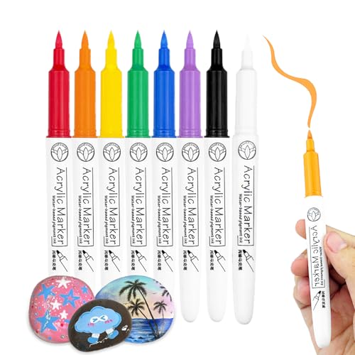 Caelura 8 Farben Acrylstifte für Steine Wasserfest, Acrylic Marker Steine Bemalen Stifte, Acrylstifte Set für Glas, Holz, Leinwand, Kunststoff, Keramik, Metall, Basteln Weihnachten und Ostern von Caelura