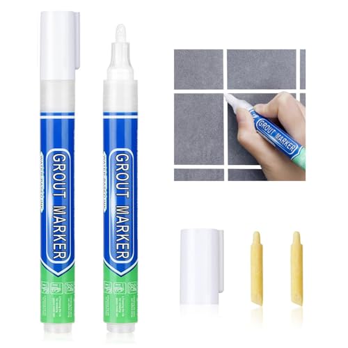 Caelura 2 Stück Fugenstift Weiß, Fugenweißstift mit Ersatzspitze, Fugenweiß Bad Wasserfest, Fliesenstift, Grout Pen, Fugenstift für Reparatur von Fliesenfugen in Bad und Küche Caelura 2 Stück Fugenstift Weiß, Fugenweißstift mit Ersatzspitze, Fugenweiß Bad Wasserfest, Fliesenstift, Grout Pen, Fugenstift für Reparatur von Fliesenfugen in Bad und Küche von Caelura