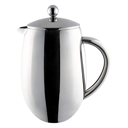 Café Olé BFD-06 Doppelwandiger, Bauchiger Kaffeebereiter aus hochwertigem Edelstahl 18/10 – Hochglanzpolitur, 6 Mokkatassen, 800ML, 0.8L, Steel von Café Olé