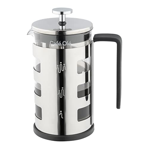 Café Olé Amico Cafetière French Press Kaffeemaschine, 600 ml, 5 Tassen (2 Tasse), Silber von Café Olé