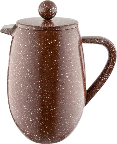 Café Olé BFD-03RG Doppelwandiger Bauchiger Kaffeebereiter aus hochwertigem Edelstahl – Rot Granit, für 3-Mokkatassen geeignet, 350ML von Café Olé