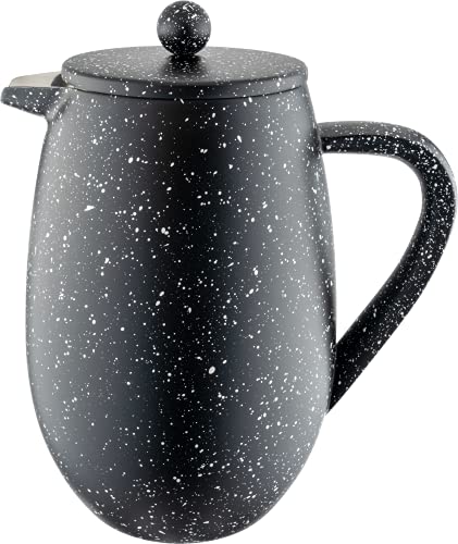 Café Olé BFD-08BG Doppelwandiger Bauchiger Kaffeebereiter aus hochwertigem Edelstahl – Schwarz Granit, für 8-Mokkatassen geeignet, 1L von Café Olé