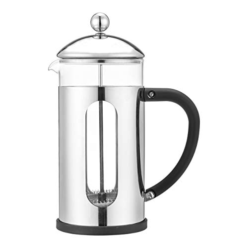 Café Olé BVM-03S Desire Kaffeebereiter aus hochwertigem Edelstahl 18/10 und hitzbeständigem Glas – Tamper, 350ML Für 3 Mokktassen geeignet, Hochglanzpolitur, tropffreies Gieβen, 350 milliliters von Café Olé