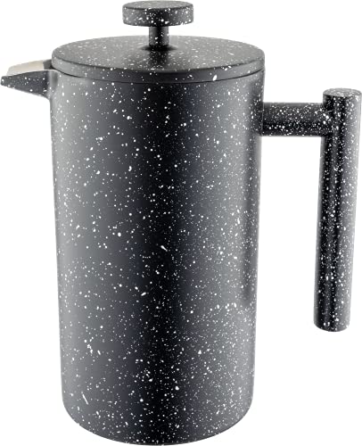 Café Olé CFD-08BG Doppelwandiger Kaffeebereiter aus hochwertigem Edelstahl – Schwarz Granit, für 8-Mokkatassen geeignet, 1L von Café Olé