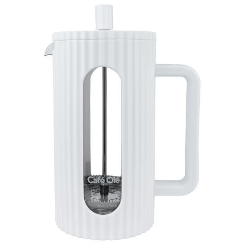 Café Olé Ciao 8 Tasse Cafetière, Edelstahlgewebe, französische Presse, weiß von Café Olé