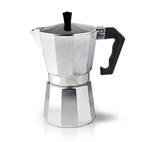 Cafe Ole Grunwerg Café Olé Italienischer Espressokocher aus Aluminium – 3 Mokkatassen/120 ml ECM-03, 3 Cup (120ml), 3-cup, 120 ml von Café Olé