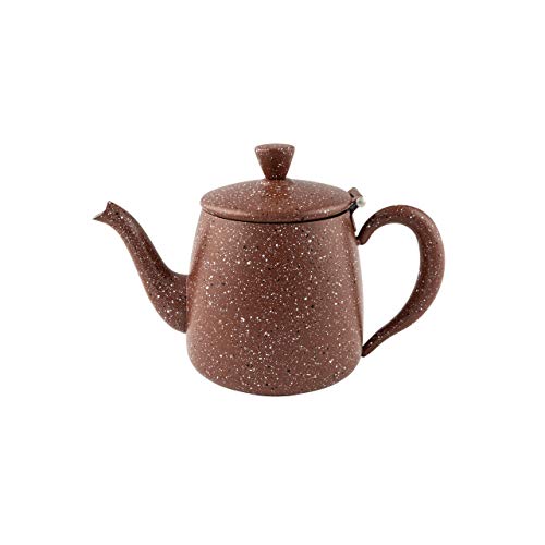 Café Olé PT-018RG Erstklassige Premium 18oz 0.5L Teekanne aus hochwertigem Edelstahl – Rot Granit, Tropffreies Ausgieβen, Hohle Griffen & Klappdeckel von Café Olé