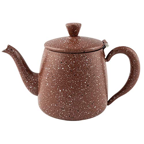 Café Olé PT-048RG Erstklassige Premium 48oz 1.35L Teekanne aus hochwertigem Edelstahl – Rot Granit, Tropffreies Ausgieβen, Hohle Griffen & Klappdeckel, 1.35 liters von Café Olé