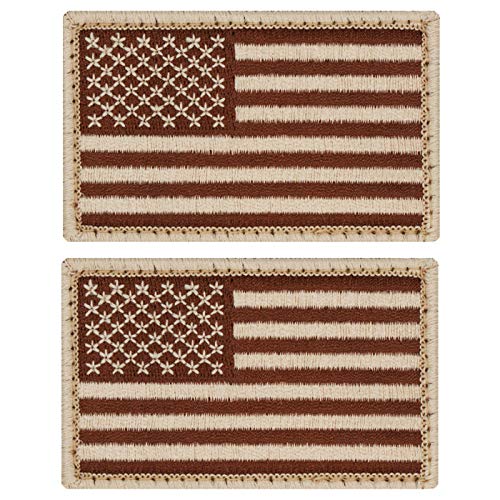 Café Viereck ® Amerika USA Flaggen Patch Gestickt mit Klett - 8 cm x 5 cm (2 x Sand Coyote tarn) von Café Viereck