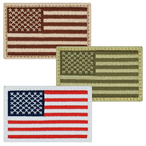 Café Viereck ® Amerika USA Flaggen Patch Gestickt mit Klett - 8 cm x 5 cm (Bundle original + Oliv + Coyote) von Café Viereck