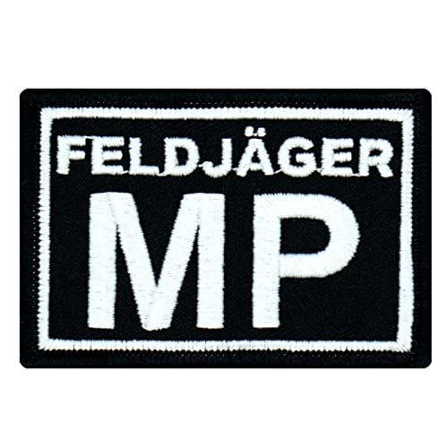 Café Viereck ® Bundeswehr Feldjäger MP Patch – Hochwertiges Patch für die Feldjägertruppe – 7 x 5 cm – Bestickt, Klettrückseite & Kettelrand – Robust & langlebig – Schwarz von Café Viereck