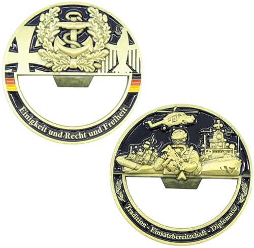 Café Viereck ® Bundeswehr Flaschenöffnercoin - Challenge Coin Münze als Flaschenöffner 5 cm Ø - Marine von Café Viereck