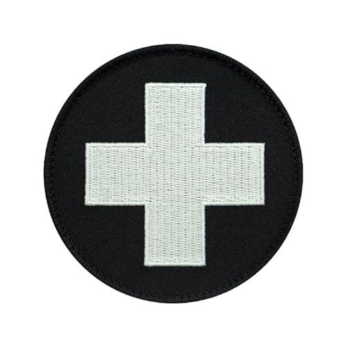 Café Viereck ® Bundeswehr Rettungsdienst Sanitäter Medic Kreuz Patch schwarz weiß - gestickt mit Klett - 9 cm von Café Viereck