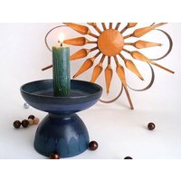 Ceramic Candle Holder Kmk Viola Kupfermühle, West Germany Hand Painted Candlestick 1970S Wgp, Collectible Pottery, Mid Century von CafeIrma
