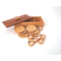 Mid Century Coasters Set Of 6 in A Box With Matching Napkin Rings, 1960S Wooden Vintage Coasters, Barware Retro Bar Cart Mid Century Coasters Set Of 6 in A Box With Matching Napkin Rings, 1960S Wooden Vintage Coasters, Barware Retro Bar Cart von CafeIrma