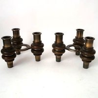 Set Of Two Stackable Candle Holder, Three Flame Candlestick, Modular Mid Century Modern Candlesticks Set Of Two Stackable Candle Holder, Three Flame Candlestick, Modular Mid Century Modern Candlesticks von CafeIrma