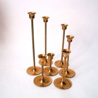 Vintage Brass Candle Holder Set, Mid Century Holder, Boho Stick Set Of 7, Hollywood Regency Holders von CafeIrma
