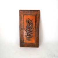 Vintage Copper Wall Plate With Cranes, Vintage 50S 60S West Germany, Mid Century Modern Hanging Cranes von CafeIrma