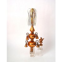 Vintage Golden Mercury Glass Christmas Tree Topper With 4 Bells & Bouillon Wire Ball Tinsel At The Top Vintage Golden Mercury Glass Christmas Tree Topper With 4 Bells & Bouillon Wire Ball Tinsel At The Top von CafeIrma