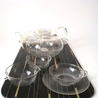 Vintage Tea Service Heat Resistant Saale Glas, Xl Pot With Integrated Filter Classic Design Glass Service, Mid Century von CafeIrma
