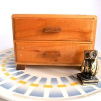 Wooden Box With Drawers, Mid Century Jewelry Chest, Trinket Box, Small Storage, Doll Cabinet, Miniature Furnitur, Vintage Chest Of Drawers von CafeIrma