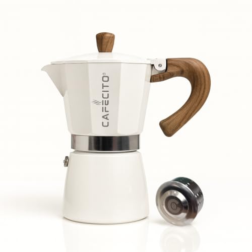 CAFECITO Mokkakanne | 6 Espressotassen Mokkakanne – 284 ml manueller Kaffeeperkolator | italienischer Espresso Greca Kaffeebereiter | Herdplatte Espressokocher | Cafetera | Spritzschutzventil Cafecito CAFECITO Mokkakanne | 6 Espressotassen Mokkakanne – 284 ml manueller Kaffeeperkolator | italienischer Espresso Greca Kaffeebereiter | Herdplatte Espressokocher | Cafetera | Spritzschutzventil Cafecito von Cafecito Espresso Coffee