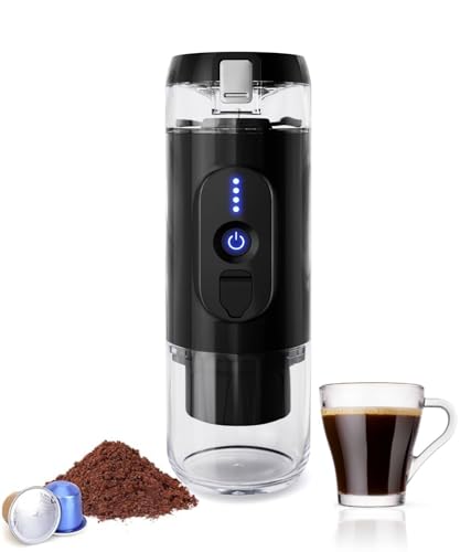 Presso XI | 110 ML | Tragbare Kaffeemaschine | Gemahlener Kaffee & Kaffeekapseln | Sofortiges Aufwärmen | Auto-Kaffeemaschine von Caffe2go
