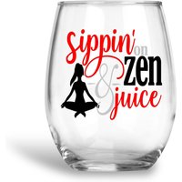 Weinglas Geschenk Für Yogalehrer, Namaste Zur Entspannung, Zen Und Saft Stemless, Pun Weinliebhaber Ihre Mutter Beste Freundin von CaffeineAndWine