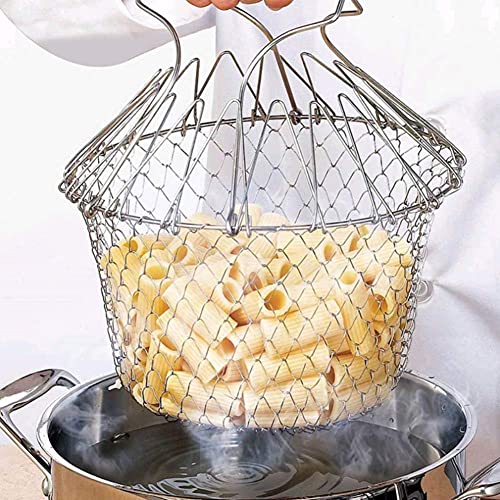 Frittierkorb, Pommes netz Edelstahl Gebratene Lebensmittel, Faltbare Frittier Netz Korb Küchensieb für Pommes Frites Kartoffel Fritteuse Gebratene Lebensmittel Küche Kochwerkzeug von Cafopgrill