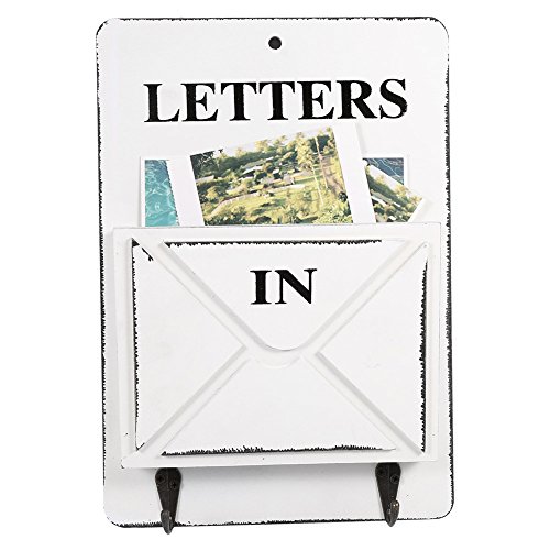 Holz Mailbox Brief Rack Schlüsselhalter Wand Lagerung kreative Dekoration mit Haken Kleiderbügel(weiß) von Cafopgrill