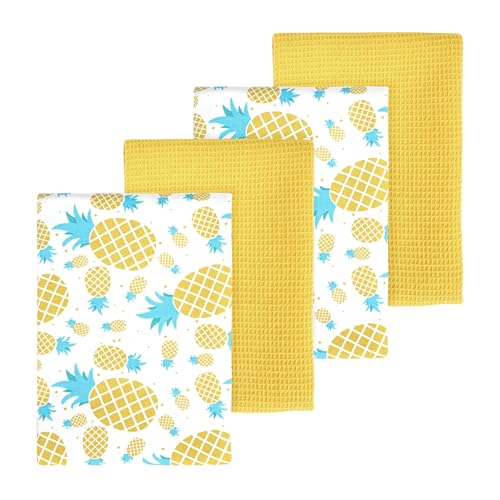 Geschirrtuch-Set: 4 Stück, 45,7 x 66 cm, weich, saugfähig, 100 % Baumwolle, Geschirrtücher für Küche, Trocknen, Geschirrhandtuch, Küchendekoration zum Kochen, Einweihungsgeschenk (Ananas) von Cagreex