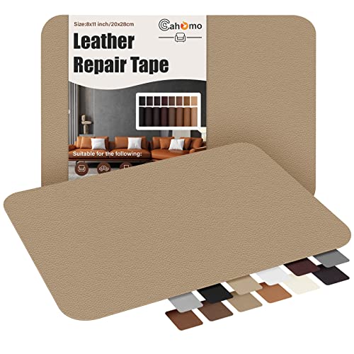 2er Leder Patch Kit Selbstklebende Lederflicken, 20x28 cm Kunstleder Selbstklebend Leder Reparatur Patch lederflicken selbstklebend für Sofas, Couch, Autositze, Möbel Leder Reparatur Dunkelbeige von Cahomo