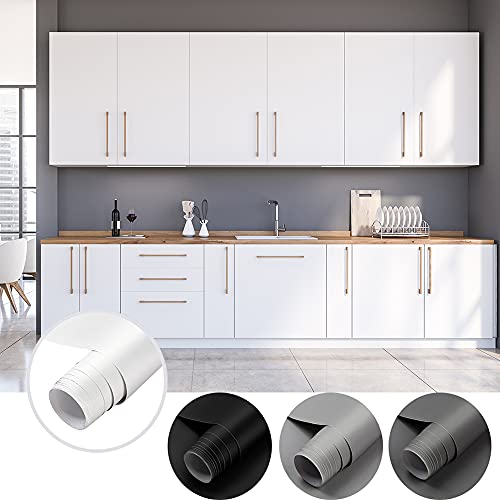 Cahomo 2 Rolle PVC Selbstklebende Klebefolie, 61 * 550cm Matt Weiße verdickte Küchenschrank Aufkleber Möbelfolie Wasserdicht Dekofolie Tapete Vinylfolie für Möbel Schrank Tische Wände Folie Tapete von Cahomo